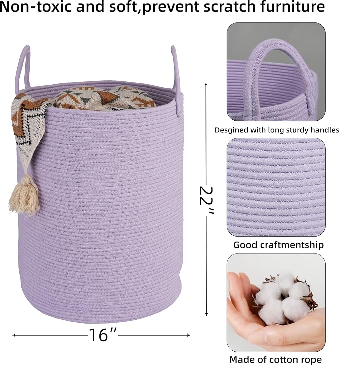 XUANGUO Cotton Rope Laundry Basket Hamper - Image 2