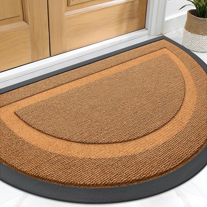 OLANLY Half Circle Front Door Mat Outside 29.5x17 All-Season Rubber Doormat | by OLANLY