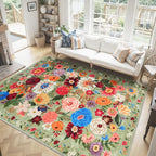 Floral Area Rug 8x10 for Living Room Bedroom | Non Slip; Stain Resistant; by WelcometoBabovid