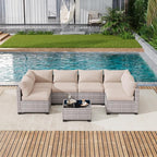 LOUVIXA 7 Piece Outdoor Patio Furniture Set, Outdoor Sectional Sofa, Wicker - Image 8