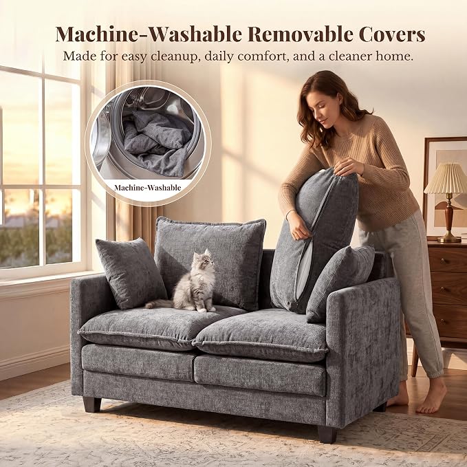 Loveseat Sofa with Cloud 3-Layer Cushion & 27" Deep Seat, Modern Love Seat - Image 7