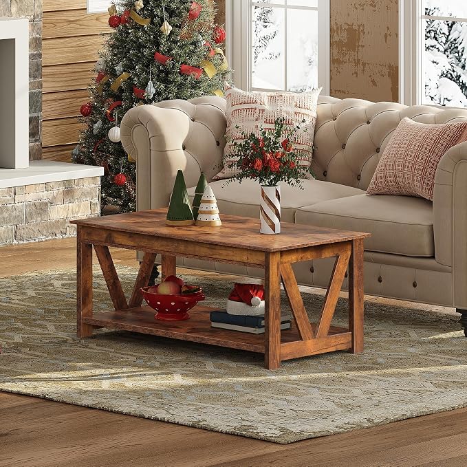 WLIVE Coffee Table, Wood Center Table - Image 2