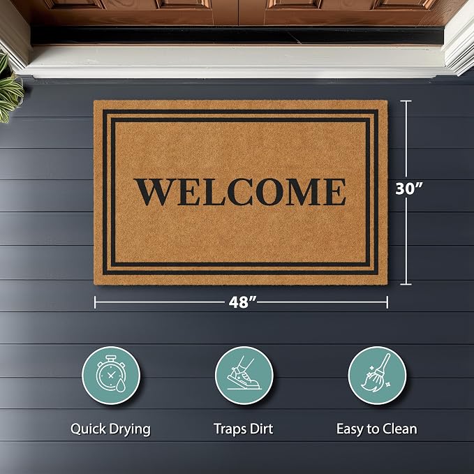 Barnyard Designs Natural Coco Coir Non-Slip Doormat | Heavy-Duty Welcome Mat - Image 3