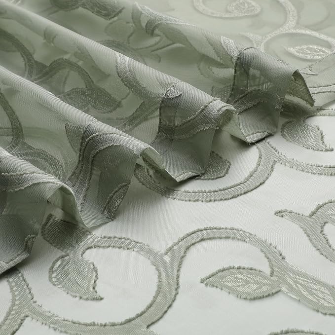 Sage Green Semi Sheer Curtains 84 inches Long - Image 6