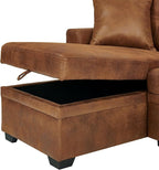 L Shaped Sectional Couch with Storage and Pull Out Bed, 3 Seater Sleeper Sofas - Image 5
