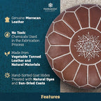Marrakesh Gallery Genuine Leather Round Pouf Unstuffed - Image 5