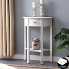 Leick Home 9030-WT Assembled One Drawer Demilune Hall Console - Image 2