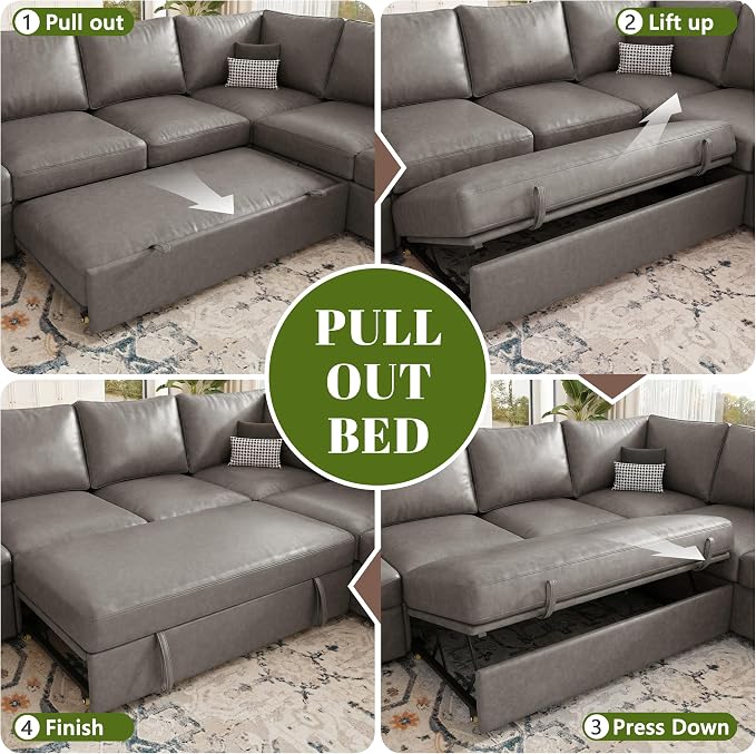 108 Inch Faux Leather Modular Sectional Sofa - Image 7