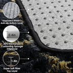 Area Rugs for Living Room, 5x8 Fluffy Black and Gold Bedroom Geometric Rug | - Image 4