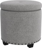 HomePop Home Decor | Upholstered Round Storage Ottoman - Image 5