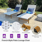 PURPLE LEAF Extra Wide Patio Chaise Lounge Set of 2 Outdoor Lounger French PE - Image 7