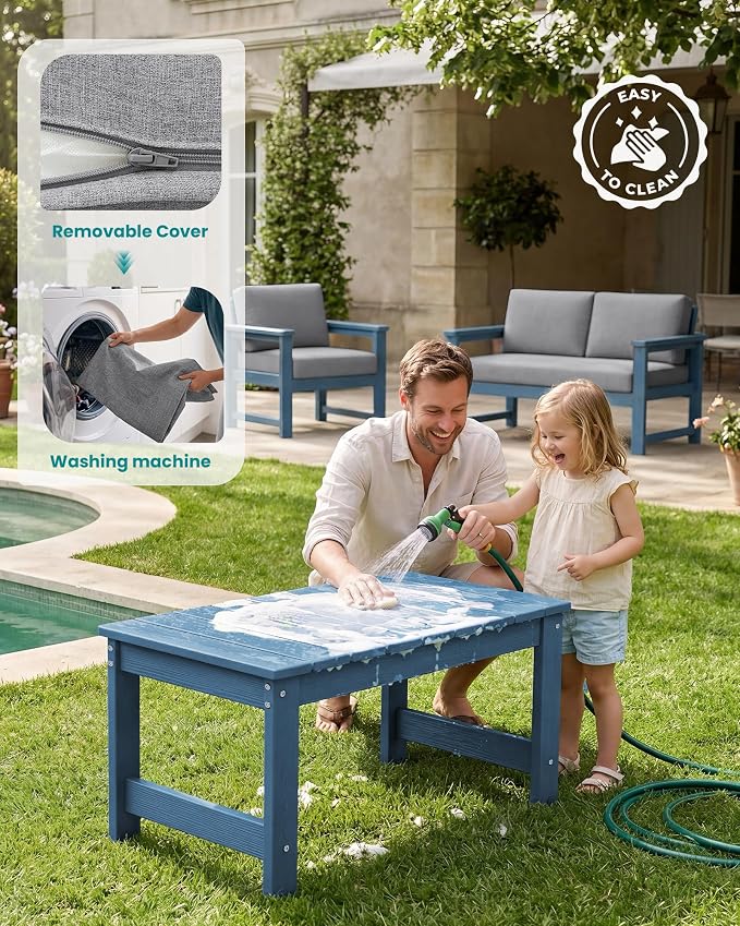 SERWALL 4 Pieces HDPE Outdoor Sofa Set - Image 7