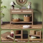 SUPERJARE Rattan Console Sofa Table - Image 8