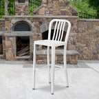 Flash Furniture Commercial Grade 30" High White Metal Indoor-Outdoor Barstool - Image 2