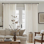 Natural Extra Wide Pinch Pleat 100 x 102 Inch Linen Curtains | Cream Ivory - Image 6