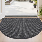 BEQHAUSE Dirt Trapper Door Mat 24" x 36" Half Circle Non Slip, Charcoal | by BEQHAUSE