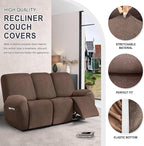 ANARACHON Leather Look Recliner Couch Cover, 8-Pieces Stretch Recliner Sofa - Image 5