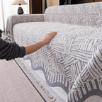 VClife Boho Couch Cover, Abstract White and Black Line Geometric Jacquard Couch by VCLIFE