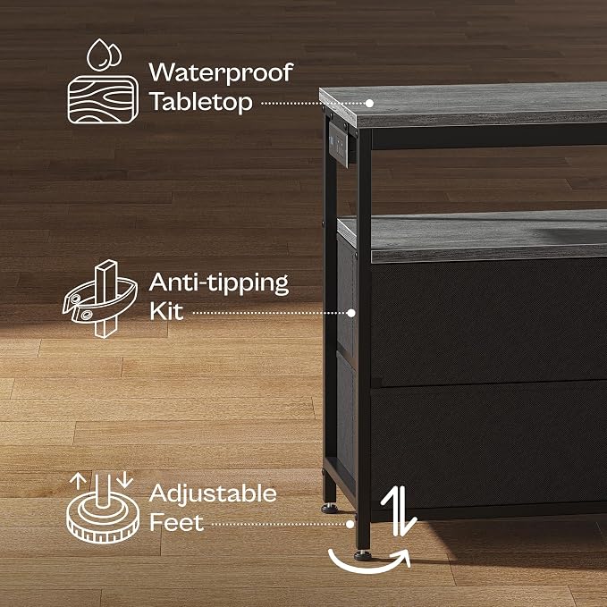 Huuger LED TV Stand for Bedroom, 47 Inch Dresser TV Stand for 43, 55 Inch TV - Image 8