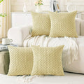 Set of 4 Pale Yellow Decorative Throw Pillow Covers 20x20 Inch Corduroy Pillow by Cozoomy