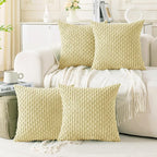 Set of 4 Pale Yellow Decorative Throw Pillow Covers 20x20 Inch Corduroy Pillow by Cozoomy