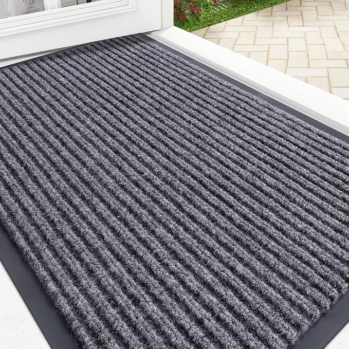 OLANLY Front Door Mat 35x23, Waterproof Heavy-Duty Indoor Outdoor Doormat | Grey by OLANLY