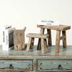 Artissance 11" W Rectangular Natural Wood Vintage Mini Stool - Image 5