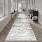 Soalmost Runner Rug 2x12 Washable Hallway Kitchen Runners Blue/Ivory | Non-Slip by Soalmost