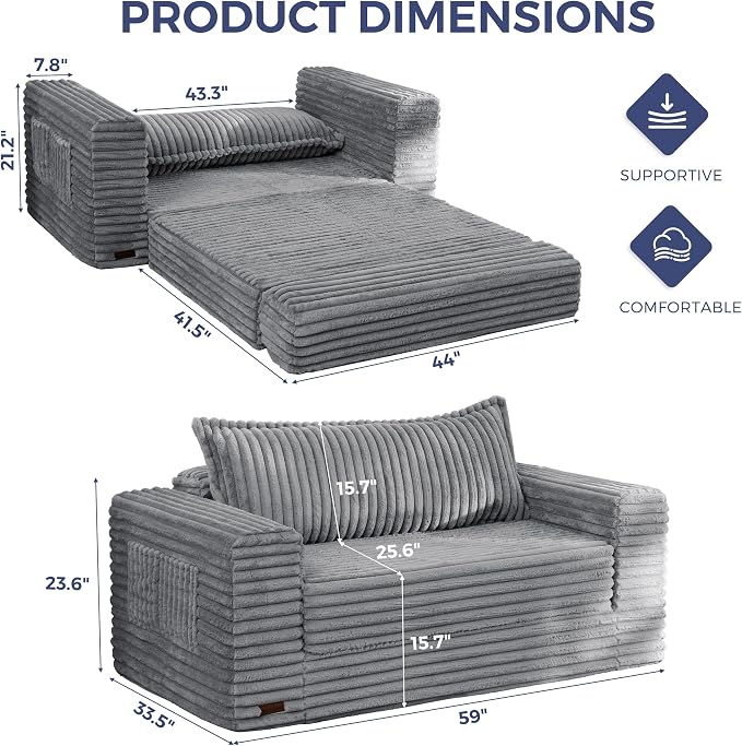MAXYOYO Convertible Sofa Bed, 2 in 1 Folding Couch Bed - Image 2