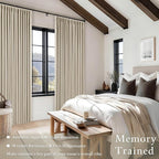 94 Inch Long Blackout Curtains Thick Linen Pinch Pleated Curtains 2 Panels | - Image 5