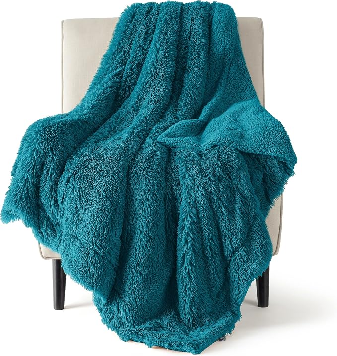 Bedsure GentleSoft Fluffy Turquoise Teal Throw Blanket, Teal Decor Cozy Gifts by Unknown