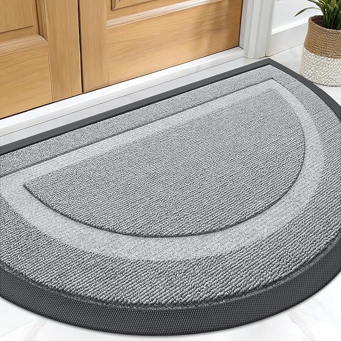 OLANLY Half Circle Front Door Mat Outside 59x34 All-Season Rubber Doormat | Ash by OLANLY