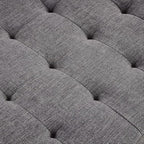 24KF Large Square Upholstered Tufted Linen Ottoman Coffee Table, Large Footrest - Image 5