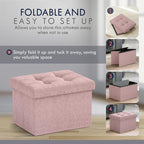 Ornavo Home Small Storage Ottoman Foldable Collapsible Rectangle Linen Ottoman - Image 5