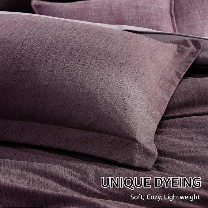 Monbix Super King Comforter Set, Italian Plum Cationic Dyeing Bedding Set - Image 6