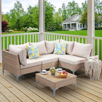 5-Piece Patio Furniture Set, Outdoor Wicker Sectional Sofa - Image 7