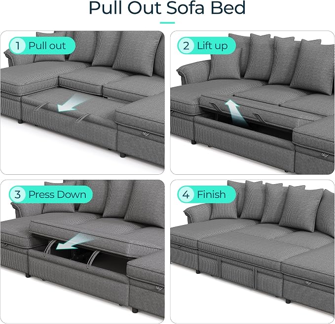 LINSY HOME Oversized Sectional Sleeper Sofa - Image 7