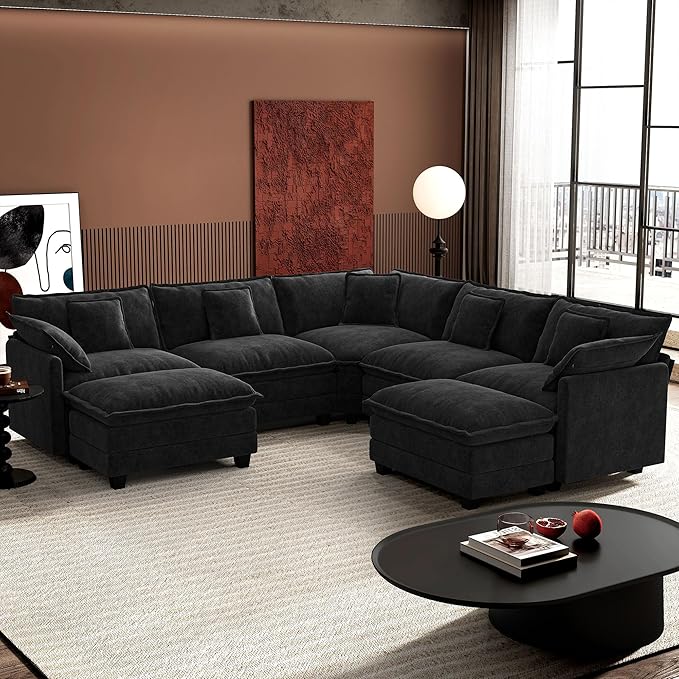 Ihanherry 114" V-Shaped Modern Sofa Modular Sectional Cloud Couch by iHanHerry