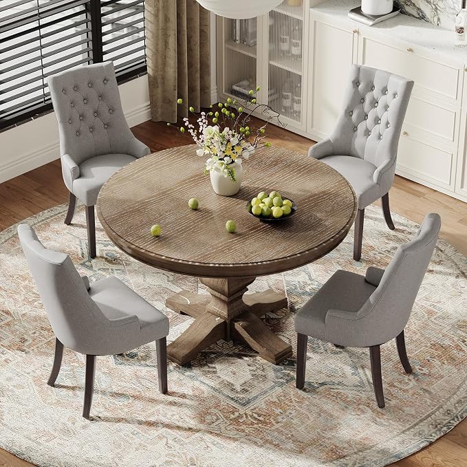 COLAMY Fabric Side Dining Chairs Set of 6, Wingback Upholstered Dining Room - Image 7