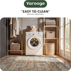 5x7 Area Rugs, Vintage Retro Soft Washable Rug, Non-Slip Low Pile Rugs - Image 5
