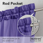 Simplebrand Purple Sheer Curtains 63 Inch Length 2 Panels, Rod Pocket Solid - Image 3
