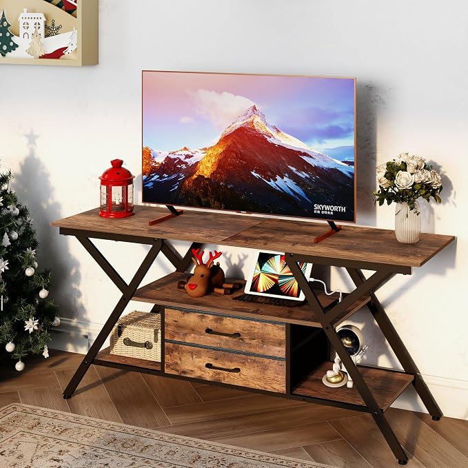 Simoretus TV Stand with Power Outlet and LED Lights, Fits TVs up to 65” - Image 3