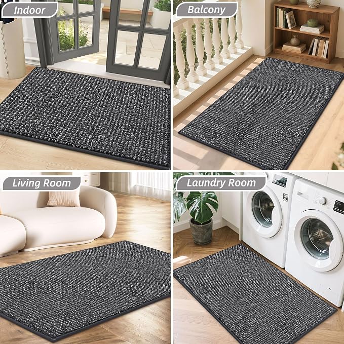 BEQHAUSE Dirt Trapper Door Mat 32"x48", Non-Slip Washable Doormat, Charcoal | - Image 8