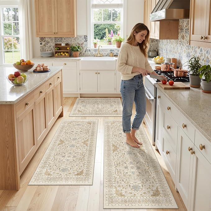 Madane Washable Kitchen Rug Set of 3 Small Area Rugs Non-Slip - Image 4
