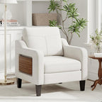 Accent Chair for Living Room Modern Linen Upholstered Armchair Side Wooden - Image 9