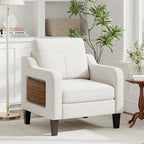 Accent Chair for Living Room Modern Linen Upholstered Armchair Side Wooden - Image 2