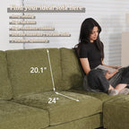 EASE MOOSE 100" Chenille L-Shaped Sectional Sofa, Modern Deep Seat Modular Couch - Image 4