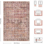 6x9 Area Rugs - Washable Vintage Retro Living Room Rug, Soft Ultra Thin Non - Image 2