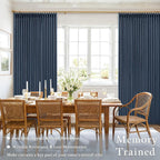Navy Blue 84 Inch Pinch Pleated Blackout Textured Linen Curtains 2 Panels | - Image 3