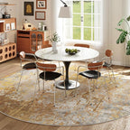 Beige Gold Round Rugs 6ft Washable Circle Area Rug - Image 2